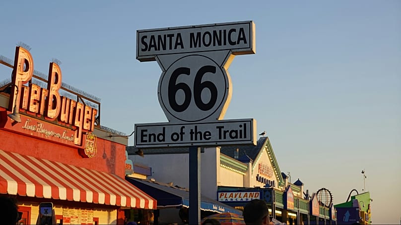 Santa Monica Pier marks the end of Route 66