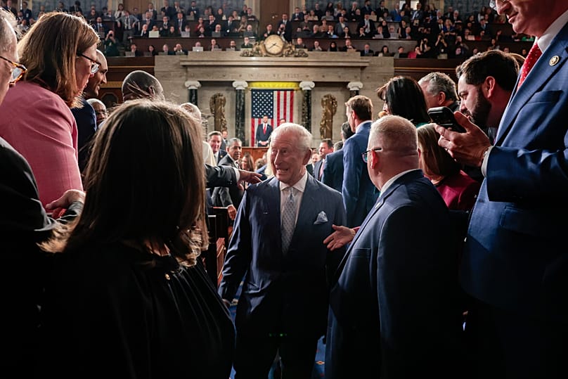 Britain's King Charles III leaves after addressing a joint meeting of Congress