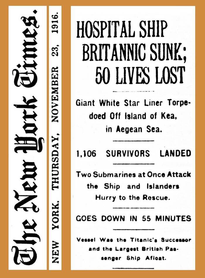 Britannic Sinks Headline
