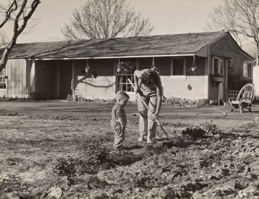 Mother Child Working Outdoors