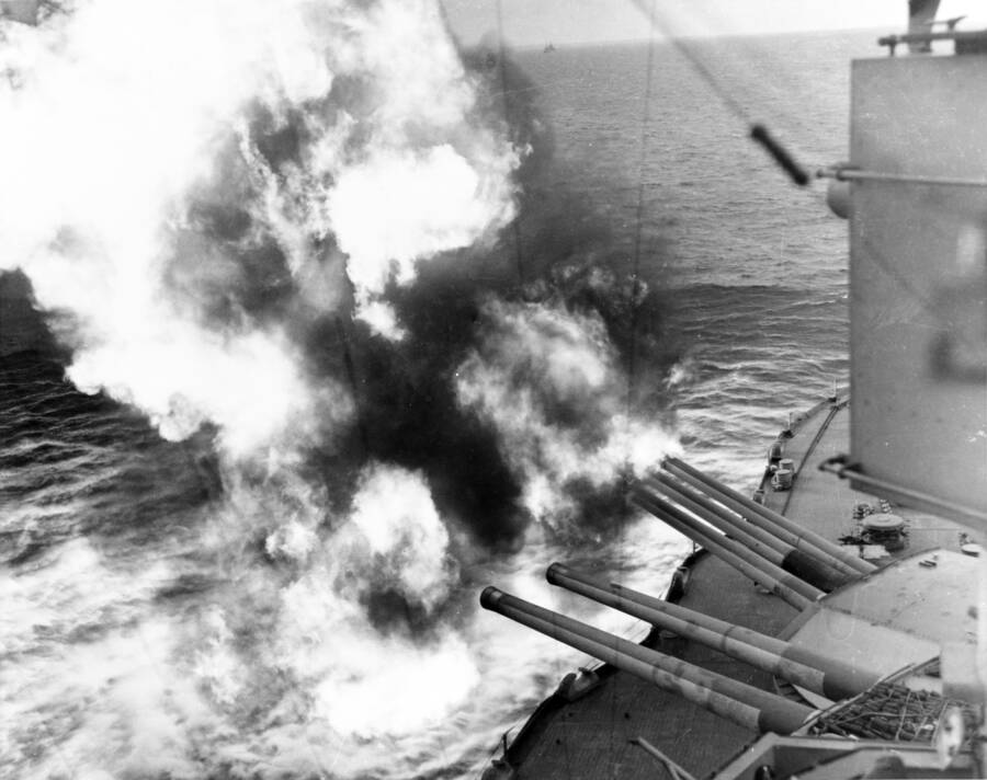 USS Nevada Firing On D-Day