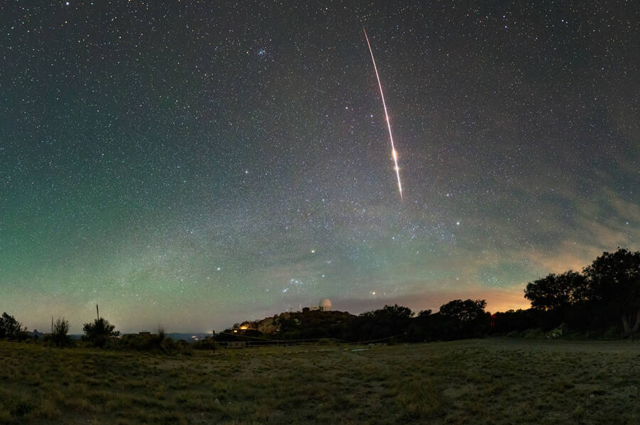 A Bright Meteor Across The Night Sky