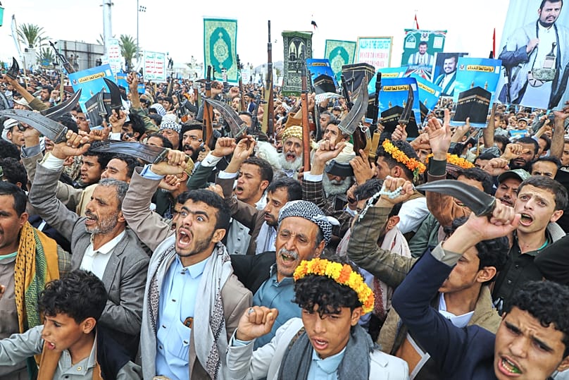 Supporters of Yemen's Houthis during a rally in support of the group in Sanaa, 18 September, 2026