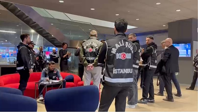 Police inside the Halk TV building
