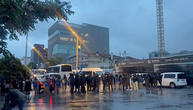 Police outside the Halk TV building