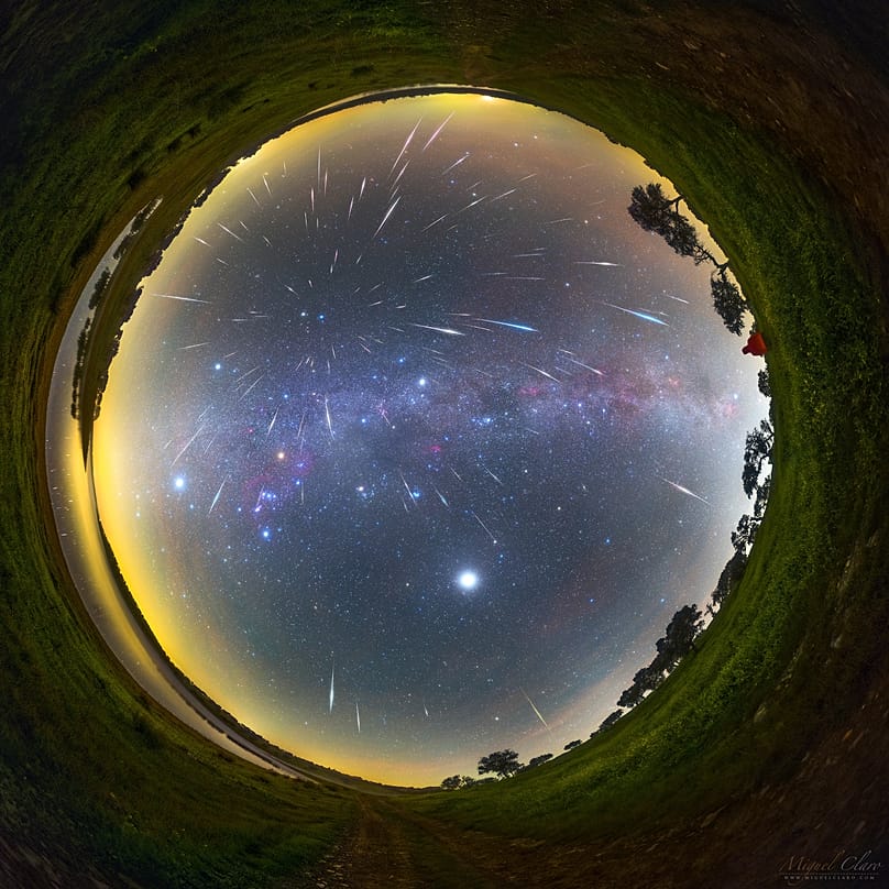 All Sky VR 360º – Milky Way in winter and Jupiter shining during the 2023 Geminid meteor shower