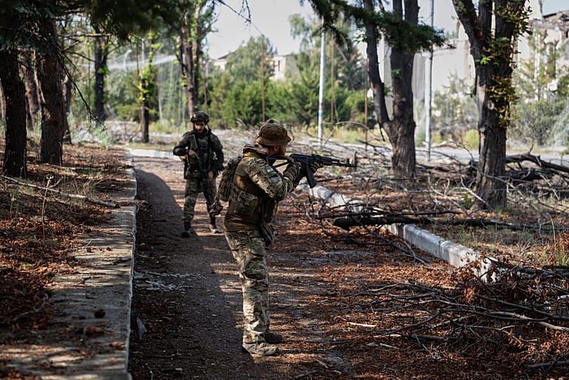 Ukrainian servicemen in front-line Druzhkivka; photo provided by the press service of Ukraine's 93rd Separate Mechanised Brigade